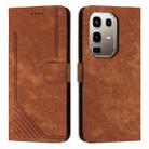 For Infinix Note 50 4G / 50 Pro 4G Skin Feel Stripe Pattern Leather Phone Case with Lanyard(Brown) - 1