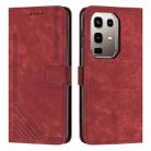 For Infinix Note 50 4G / 50 Pro 4G Skin Feel Stripe Pattern Leather Phone Case with Lanyard(Red) - 1
