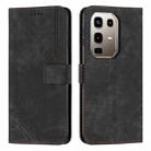 For Infinix Note 50x Skin Feel Stripe Pattern Leather Phone Case with Lanyard(Black) - 1
