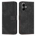 For Infinix Smart 10 4G Skin Feel Stripe Pattern Leather Phone Case with Lanyard(Black) - 1