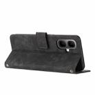 For Infinix Smart 10 4G Skin Feel Stripe Pattern Leather Phone Case with Lanyard(Black) - 3