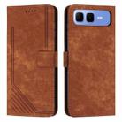 For Infinix Smart 10 Plus 4G Skin Feel Stripe Pattern Leather Phone Case with Lanyard(Brown) - 1