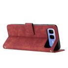 For Infinix Smart 10 Plus 4G Skin Feel Stripe Pattern Leather Phone Case with Lanyard(Red) - 3