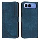 For Infinix Smart 10 Plus 4G Skin Feel Stripe Pattern Leather Phone Case with Lanyard(Blue) - 1