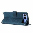 For Infinix Smart 10 Plus 4G Skin Feel Stripe Pattern Leather Phone Case with Lanyard(Blue) - 3