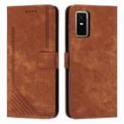 For Infinix GT 30 Pro Skin Feel Stripe Pattern Leather Phone Case with Lanyard(Brown) - 1