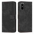 For Infinix GT 30 Pro Skin Feel Stripe Pattern Leather Phone Case with Lanyard(Black) - 1