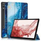 For Samsung Galaxy Tab S9+ Custer Painted 3-Fold Holder Smart Leather Tablet Case(Waves) - 1