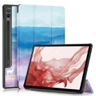 For Samsung Galaxy Tab S9+ Custer Painted 3-Fold Holder Smart Leather Tablet Case(Dream Deer) - 1