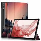 For Samsung Galaxy Tab S9+ Custer Painted 3-Fold Holder Smart Leather Tablet Case(Twilight) - 1