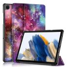For Samsung Galaxy Tab A9 Plus Custer Painted 3-Fold Holder Smart Leather Tablet Case(Milky Way) - 1