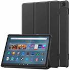 For  Amazon Fire Max 11 Custer Pure Color 3-Fold Holder Smart Leather Tablet Case(Black) - 1