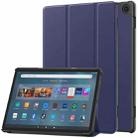 For  Amazon Fire Max 11 Custer Pure Color 3-Fold Holder Smart Leather Tablet Case(Blue) - 1