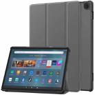 For  Amazon Fire Max 11 Custer Pure Color 3-Fold Holder Smart Leather Tablet Case(Grey) - 1