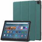 For  Amazon Fire Max 11 Custer Pure Color 3-Fold Holder Smart Leather Tablet Case(Dark Green) - 1