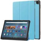 For  Amazon Fire Max 11 Custer Pure Color 3-Fold Holder Smart Leather Tablet Case(Sky Blue) - 1