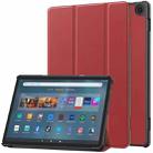 For  Amazon Fire Max 11 Custer Pure Color 3-Fold Holder Smart Leather Tablet Case(Scarlet) - 1