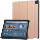 For  Amazon Fire Max 11 Custer Pure Color 3-Fold Holder Smart Leather Tablet Case(Rose Gold) - 1