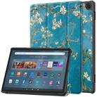 For Amazon Fire Max 11 Custer Painted 3-Fold Stand Leather Smart Tablet Case(Apricot Blossom) - 1