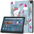 For Amazon Fire Max 11 Custer Painted 3-Fold Stand Leather Smart Tablet Case(Unicorn) - 1