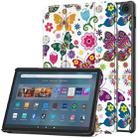 For Amazon Fire Max 11 Custer Painted 3-Fold Stand Leather Smart Tablet Case(Colorful Butterflies) - 1
