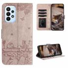 For Samsung Galaxy A53 Cat Embossing Pattern Leather Phone Case with Lanyard(Grey) - 1