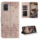 For Samsung Galaxy A71 Cat Embossing Pattern Leather Phone Case with Lanyard(Grey) - 1