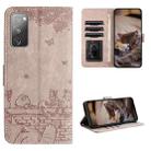 For Samsung Galaxy S20 FE Cat Embossing Pattern Leather Phone Case with Lanyard(Grey) - 1