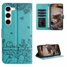 For Samsung Galaxy S23 Cat Embossing Pattern Leather Phone Case with Lanyard(Blue) - 1