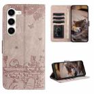 For Samsung Galaxy S23+ Cat Embossing Pattern Leather Phone Case with Lanyard(Grey) - 1