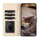 For Samsung Galaxy S24 Cat Embossing Pattern Leather Phone Case with Lanyard(Beige) - 4