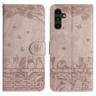 For Samsung Galaxy A35 Cat Embossing Pattern Leather Phone Case with Lanyard(Grey) - 1