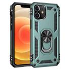 For iPhone 12 mini Shockproof TPU + PC Protective Case with 360 Degree Rotating Holder(Dark Green) - 1