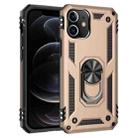 For iPhone 12 / 12 Pro Shockproof TPU + PC Protective Case with 360 Degree Rotating Holder(Gold) - 1