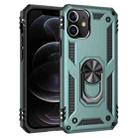 For iPhone 12 / 12 Pro Shockproof TPU + PC Protective Case with 360 Degree Rotating Holder(Dark Green) - 1
