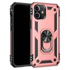 For iPhone 12 / 12 Pro Shockproof TPU + PC Protective Case with 360 Degree Rotating Holder(Rose Gold) - 1