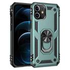For iPhone 12 Pro Max Shockproof TPU + PC Protective Case with 360 Degree Rotating Holder(Dark Green) - 1