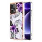 For Xiaomi Poco F5 5G/Redmi Note 12 Turbo Electroplating IMD TPU Phone Case(Purple Flower) - 1