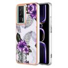 For Xiaomi Poco F5 Pro 5G/Redmi K60 Electroplating IMD TPU Phone Case(Purple Flower) - 1