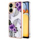 For Xiaomi Redmi 13C 4G Electroplating IMD TPU Phone Case(Purple Flower) - 1