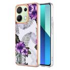 For Xiaomi Redmi Note 13 4G Global Electroplating IMD TPU Phone Case(Purple Flower) - 1