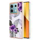 For Xiaomi Redmi Note 13 5G Global Electroplating IMD TPU Phone Case(Purple Flower) - 1