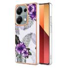 For Xiaomi Redmi Note 13 Pro 4G Global Electroplating IMD TPU Phone Case(Purple Flower) - 1