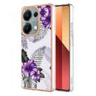 For Xiaomi Poco M6 Pro 4G Electroplating IMD TPU Phone Case(Purple Flower) - 1