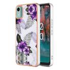 For Nokia C12 Electroplating IMD TPU Phone Case(Purple Flower) - 1