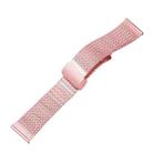 For Apple Watch Series 8 45mm  Magnetic Buckle Herringbone Mesh Metal Watch Band(Pink) - 1