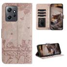 For Xiaomi Redmi Note 12 4G Global Cat Embossing Pattern Leather Phone Case with Lanyard(Grey) - 1
