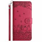 For Xiaomi Redmi Note 11 Global Cat Embossing Pattern Leather Phone Case with Lanyard(Red) - 2