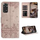 For Xiaomi Redmi Note 11 Global Cat Embossing Pattern Leather Phone Case with Lanyard(Grey) - 1