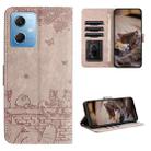 For Xiaomi Redmi Note 12 5G India / POCO X5 Cat Embossing Pattern Leather Phone Case with Lanyard(Grey) - 1